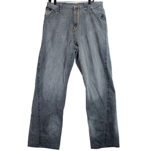 VTG Akademiks Mens Jeans Size 36 Grey Wash Straight Leg Denim Pants‎ RN 100964